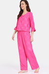 Zivame Floral Vows Woven Pyjama Set - Tea Rose — thumbnail 2